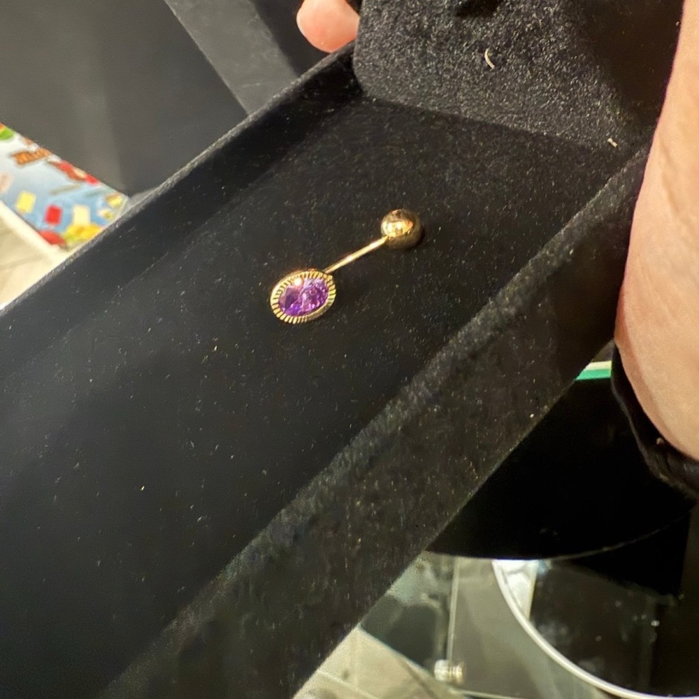 14k Elegant Gold and Purple Belly Button Ring
